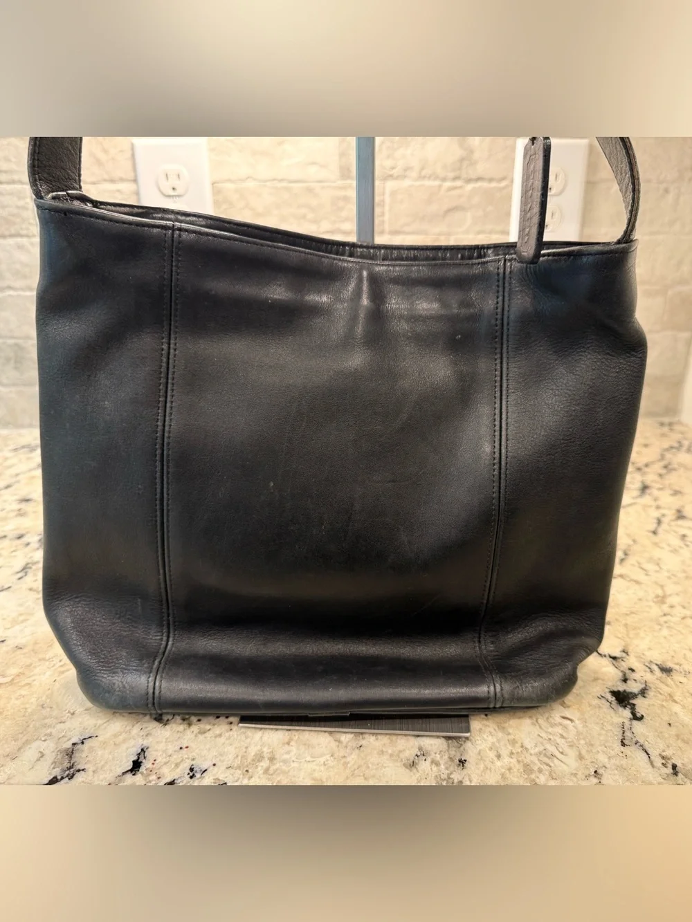 Coach EUC Vintage Made in USA Black Leather Companion Crossbody